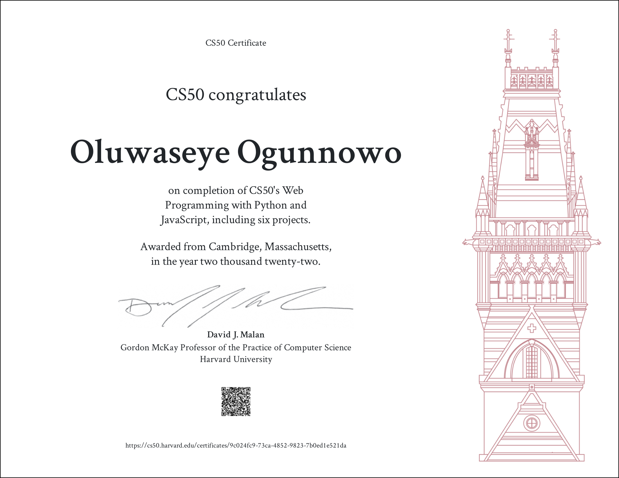 CS50W Certificate
